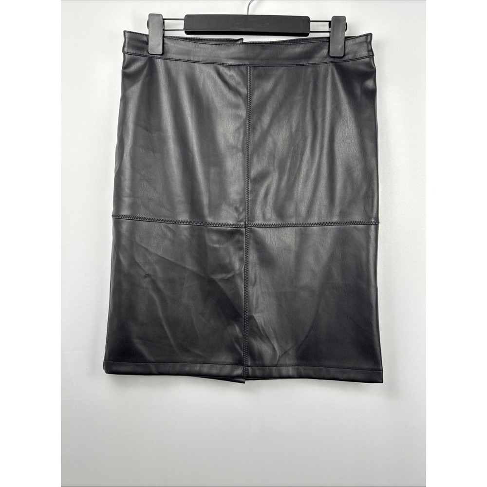 Fahsyee Leather Look‎ Pencil Skirt Black Size L Edgy Club Secretary Mobwife Goth
